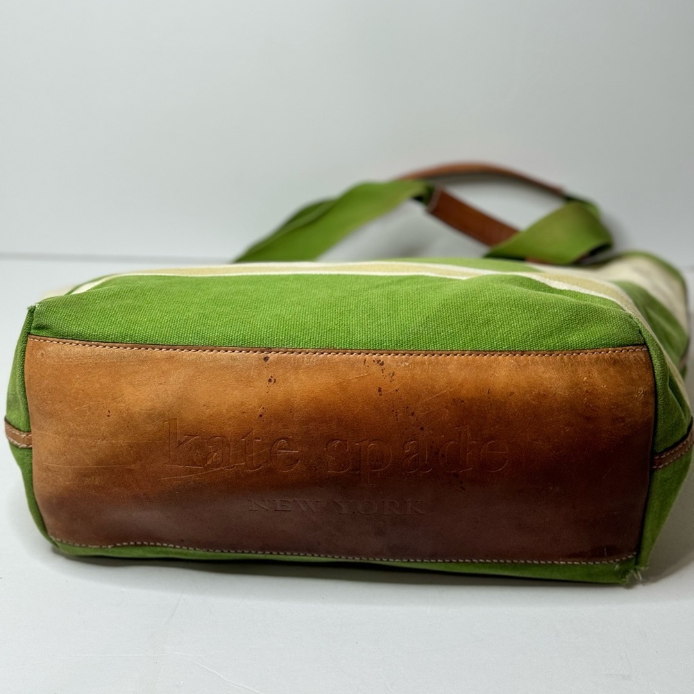 Kate Spade Green and Cream Striped Tote - Picture 9 of 11